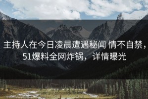 主持人在今日凌晨遭遇秘闻 情不自禁，51爆料全网炸锅，详情曝光