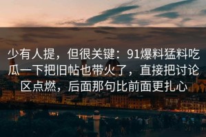 少有人提，但很关键：91爆料猛料吃瓜一下把旧帖也带火了，直接把讨论区点燃，后面那句比前面更扎心