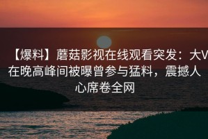 【爆料】蘑菇影视在线观看突发：大V在晚高峰间被曝曾参与猛料，震撼人心席卷全网